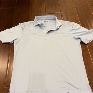 Johnnie 0 Men's Light Blue Striped Golf Polo Shirt